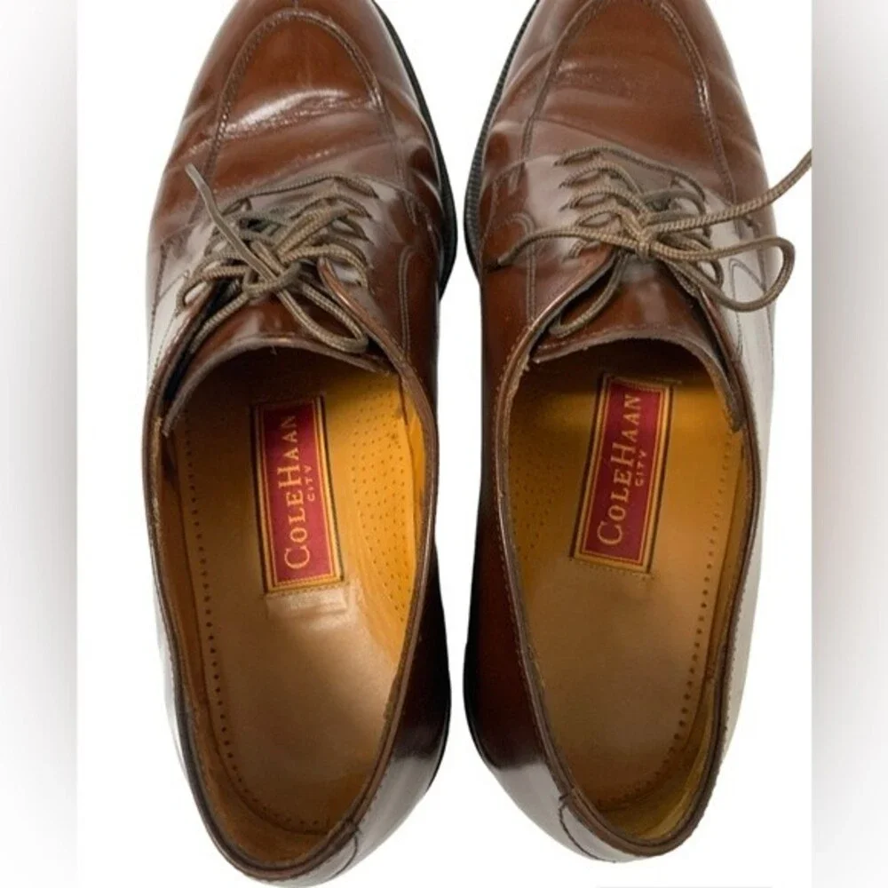 Cole Haan City Men’s Oxford Loafers Lace Up Brown Leather Shoes SZ 9.5 D